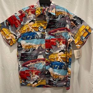High Seas Trading co Mens Large Button Up Short Sleeve Shirt.